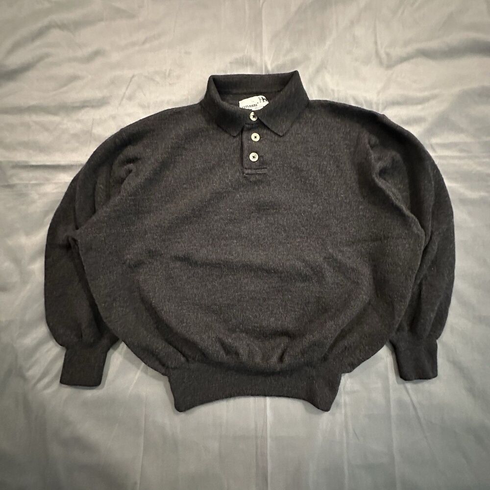 Vintage 90s I Levrieri Sweater Mens Large Merino Wool Made In Italy Black Polo